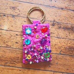 Two's Company Vintage‎ Y2K Bracelet Wristlet Bag Pink Beaded Made in India